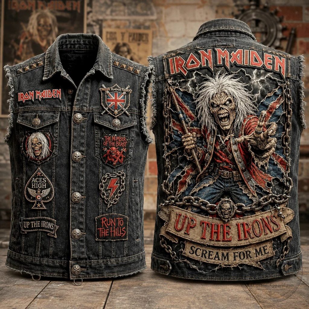 Heavy Metal Band Apparel Eddie The Trooper Denim Vest by Iron Maiden Heavy Metal Band Apparel: Eddie The Trooper Denim Vest by Iron Maiden