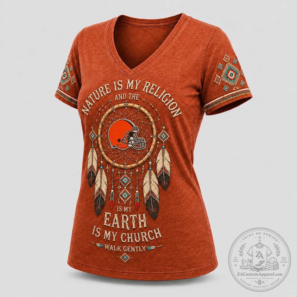 Cleveland Browns Nature Spirit Dreamcatcher V-Neck T-Shirt