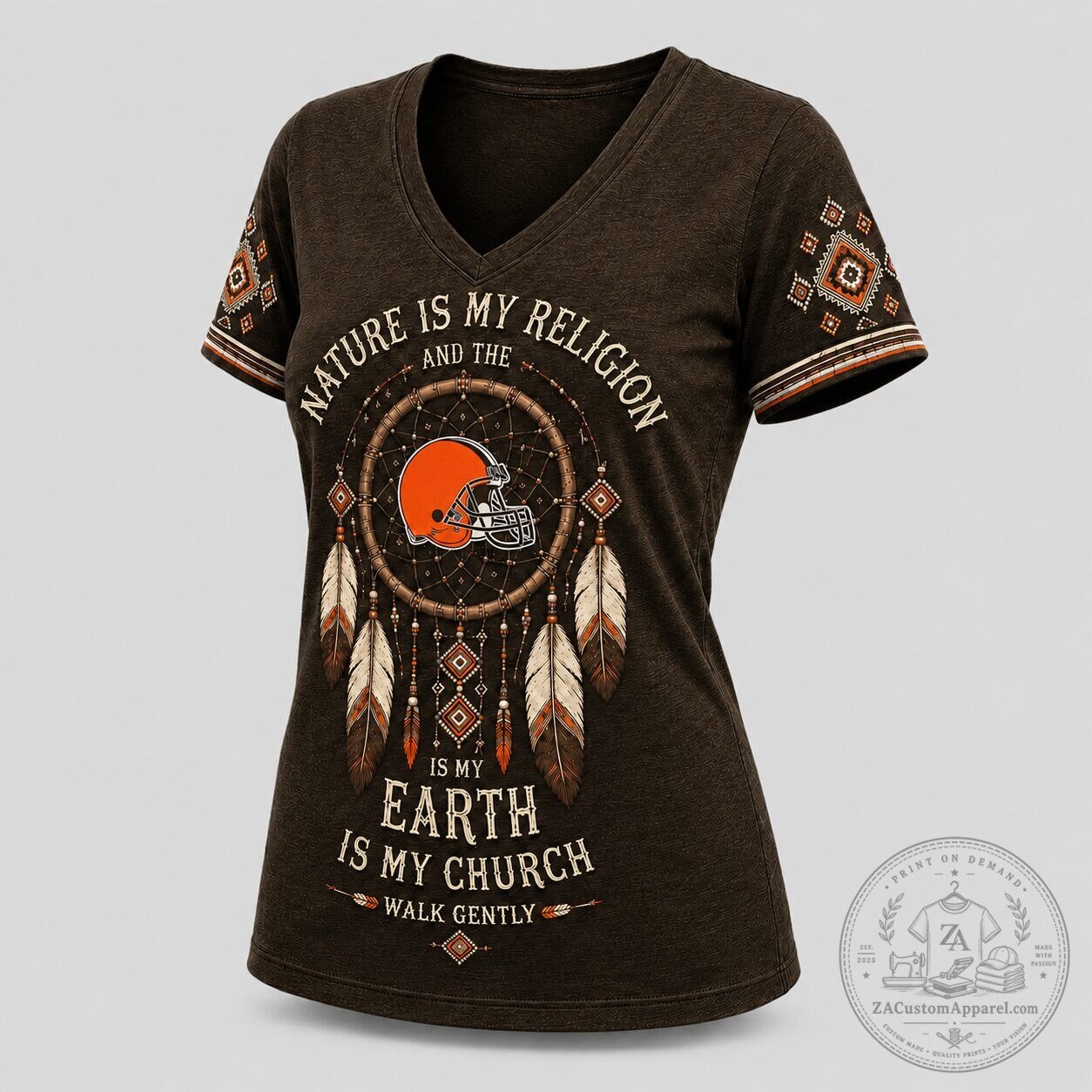 Cleveland Browns Nature Spirit Dreamcatcher V-Neck T-Shirt 3 Cleveland Browns Nature Spirit Dreamcatcher V-Neck T-Shirt