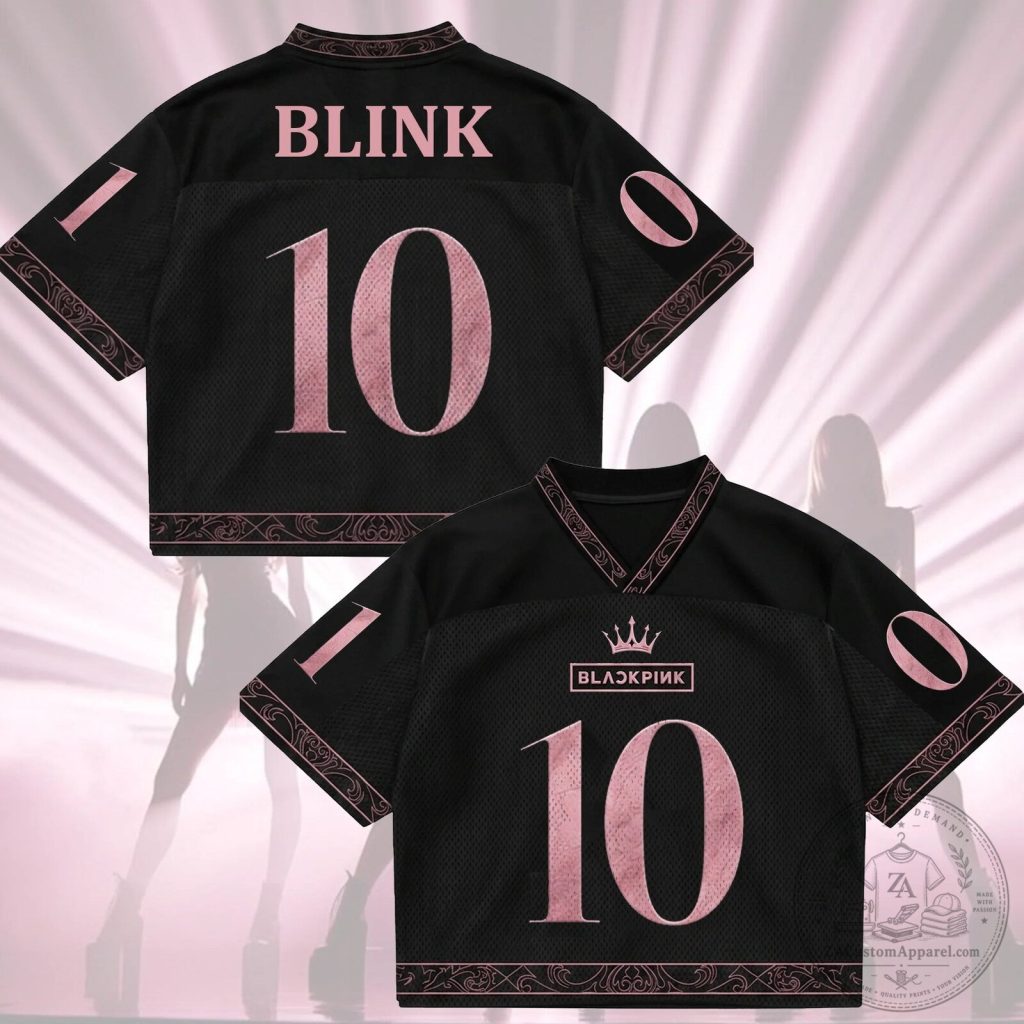 Blackpink Tenth Anniversary BLINK Number Ten Black and Pink Mesh Jersey Blackpink Tenth Anniversary BLINK Number Ten Black and Pink Mesh Jersey