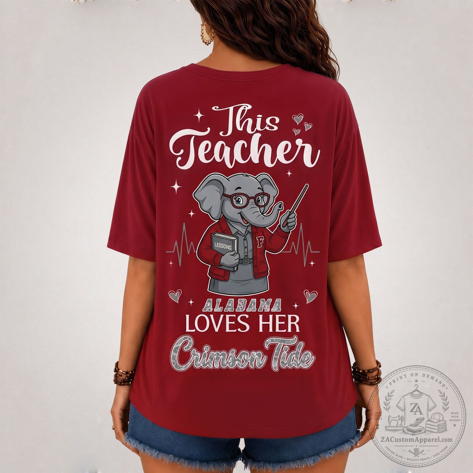 Alabama Crimson Tide Teacher Loves Football V-Neck T-Shirt 5 Alabama Crimson Tide Teacher Loves Football V-Neck T-Shirt
