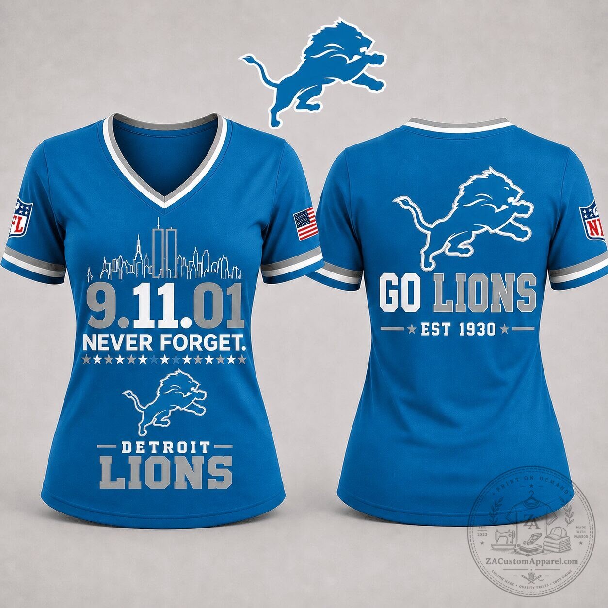 September 11th Commemoration Women's V-Neck T-Shirt by Detroit Lions