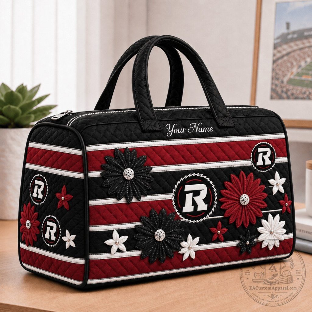 Ottawa Redblacks Canadian Football League Quilted Duffel Bag With Flowers Ottawa Redblacks Canadian Football League Quilted Duffel Bag With Flowers
