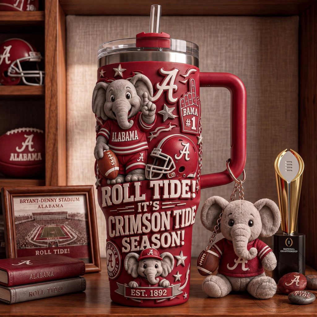 Alabama Crimson Tide Football Big Al Mascot Handle Tumbler Alabama Crimson Tide Football Big Al Mascot Handle Tumbler