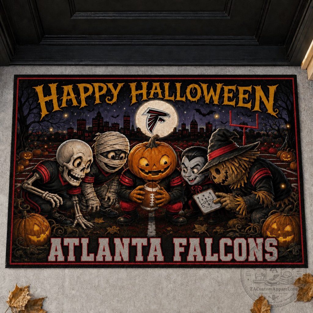 Atlanta Falcons Halloween Football Ghoulish Game Plan Doormat Atlanta Falcons Halloween Football Ghoulish Game Plan Doormat