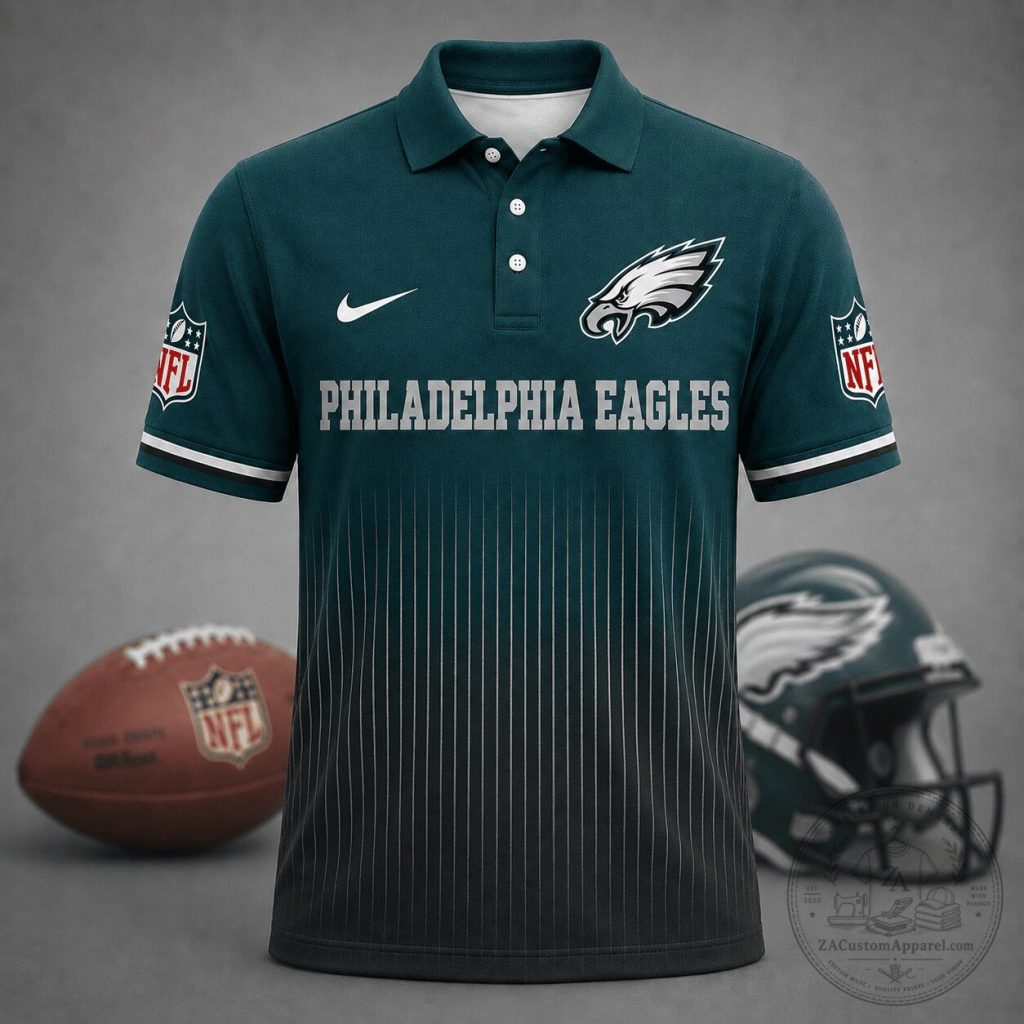 Philadelphia Eagles National Football League Gradient Stripe Polo Shirt Philadelphia Eagles National Football League Gradient Stripe Polo Shirt