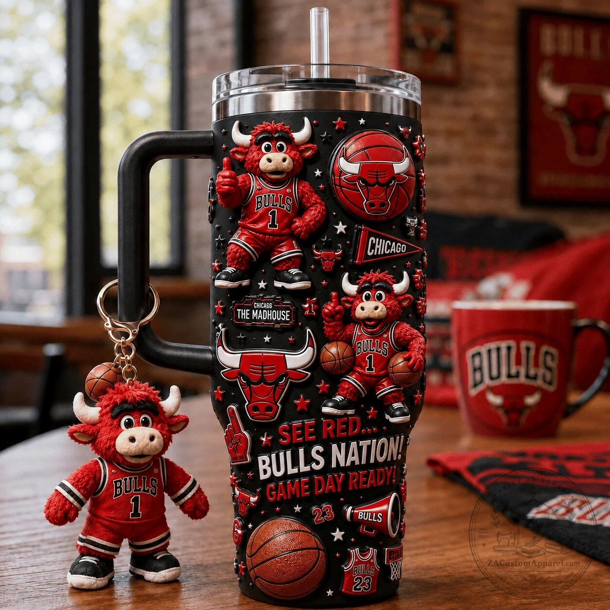 Chicago Bulls Benny the Bull 40oz Stainless Steel Tumbler with Handle 3 Chicago Bulls Benny the Bull 40oz Stainless Steel Tumbler with Handle