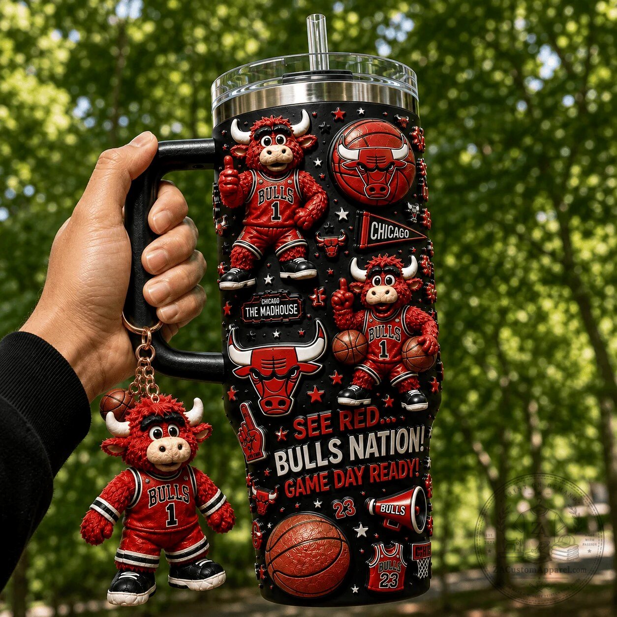 Chicago Bulls Benny the Bull 40oz Stainless Steel Tumbler with Handle 4 Chicago Bulls Benny the Bull 40oz Stainless Steel Tumbler with Handle