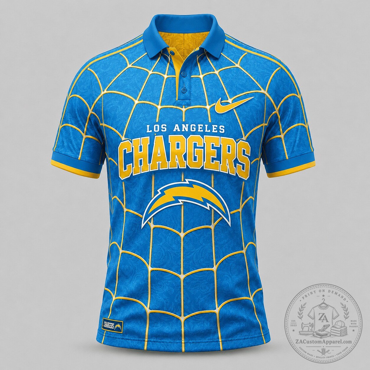 Los Angeles Chargers Spiderweb Polo Shirt NFL Football Fan Apparel