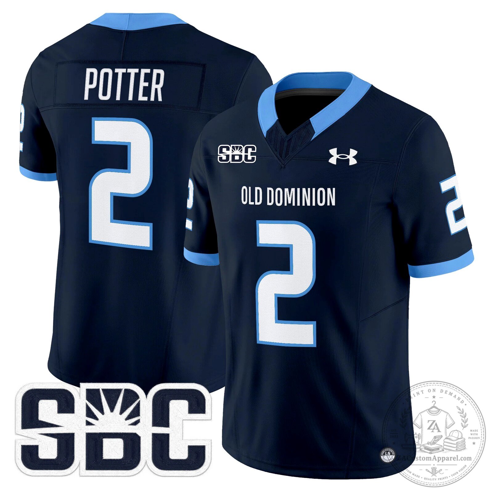 Old Dominion Monarchs Potter Number 2 Football Jersey