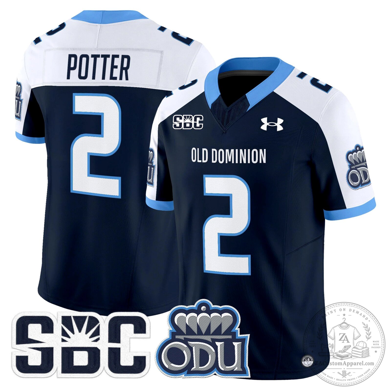 Old Dominion Monarchs Potter Number 2 Football Jersey 66 Old Dominion Monarchs Potter Number 2 Football Jersey