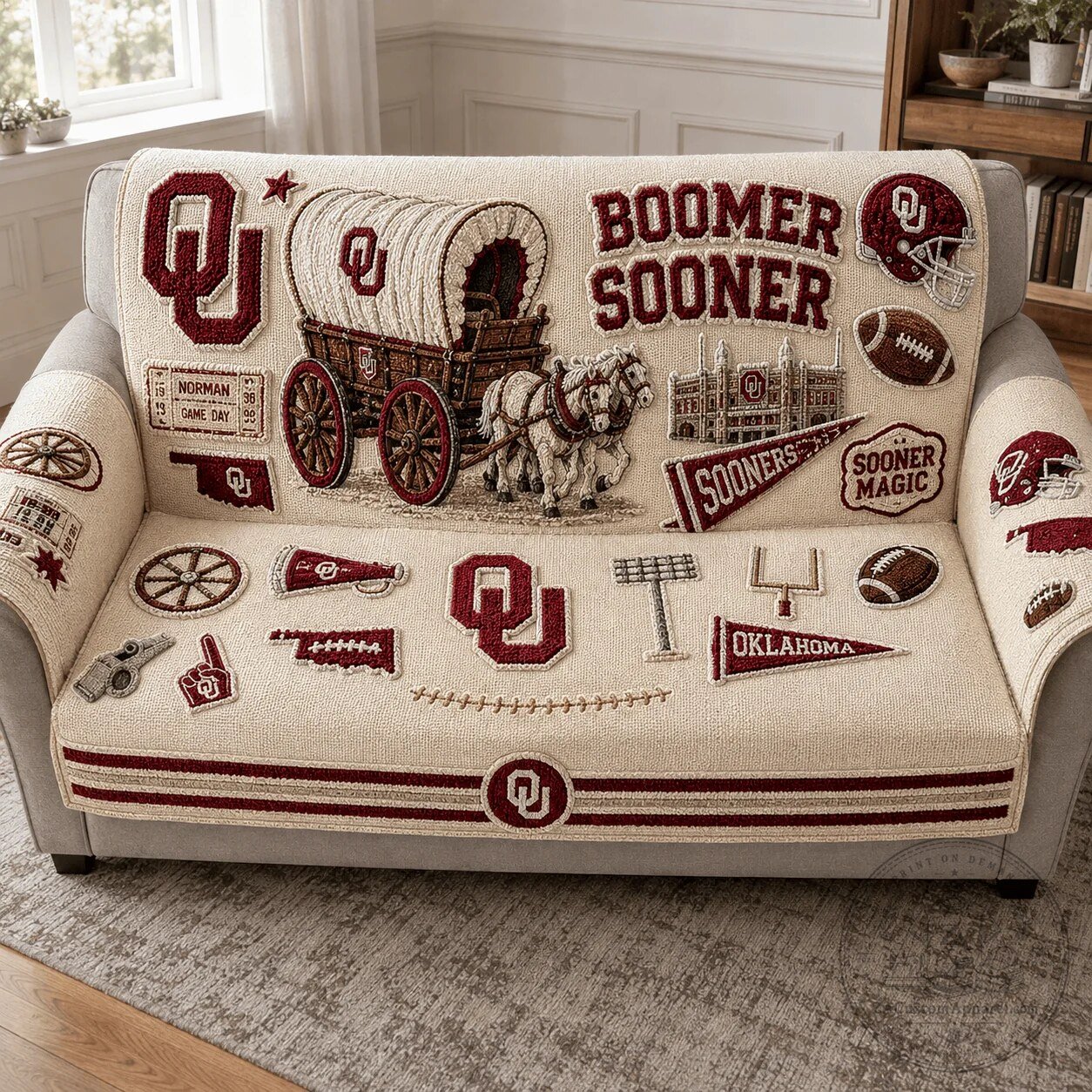 Boomer Sooner Pillow Set and Tufted Sofa Cover for Oklahoma Sooners Fans 4 Boomer Sooner Pillow Set and Tufted Sofa Cover for Oklahoma Sooners Fans