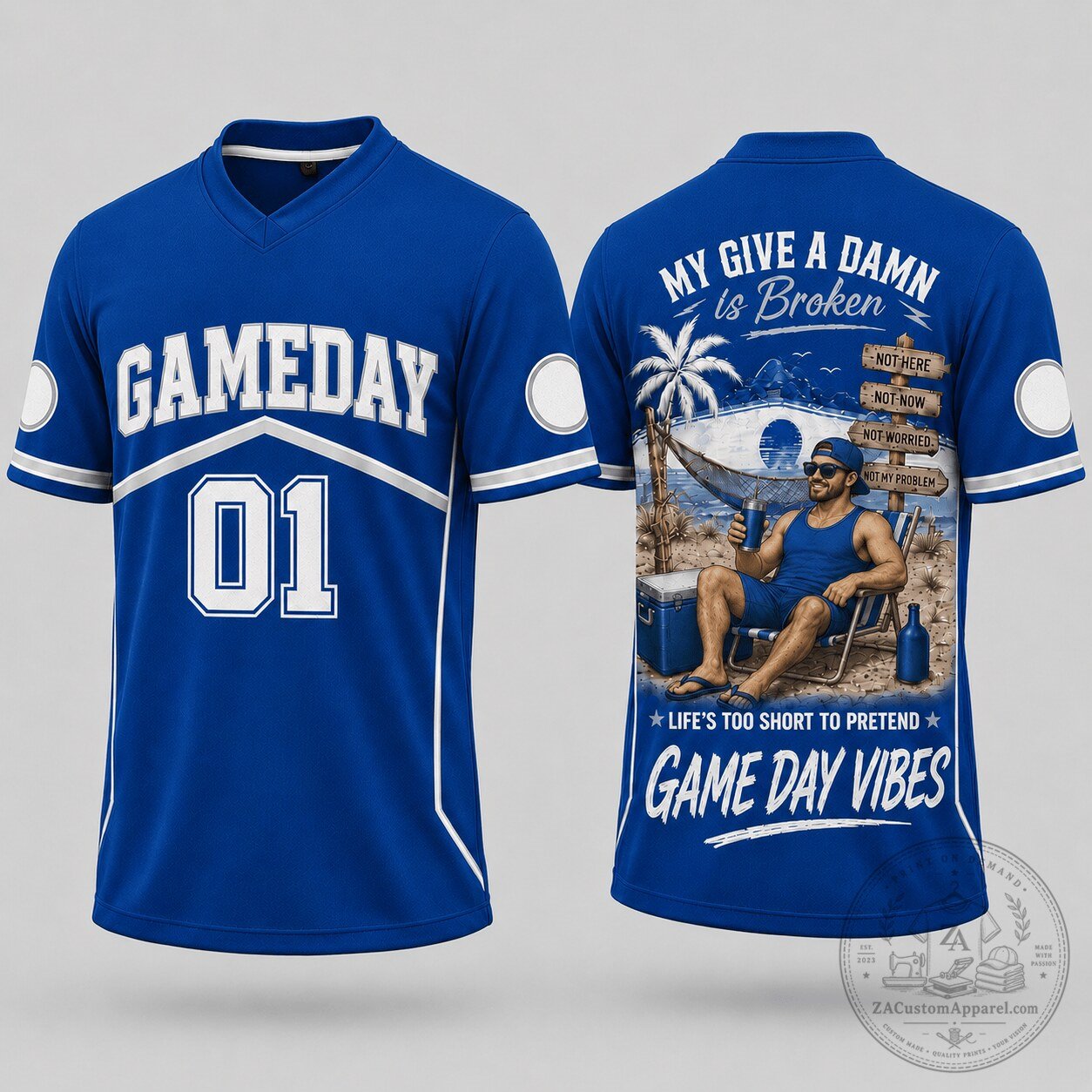 Baseball Jersey for Game Day Vibes: "My Give A Damn is Broken" - Life's Too Short