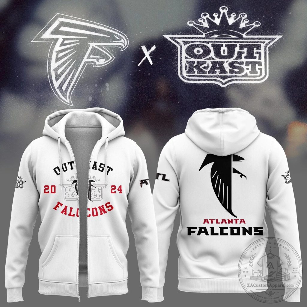Outkast Atlanta Falcons Football Team White Full Zip Hoodie Outkast Atlanta Falcons Football Team White Full Zip Hoodie