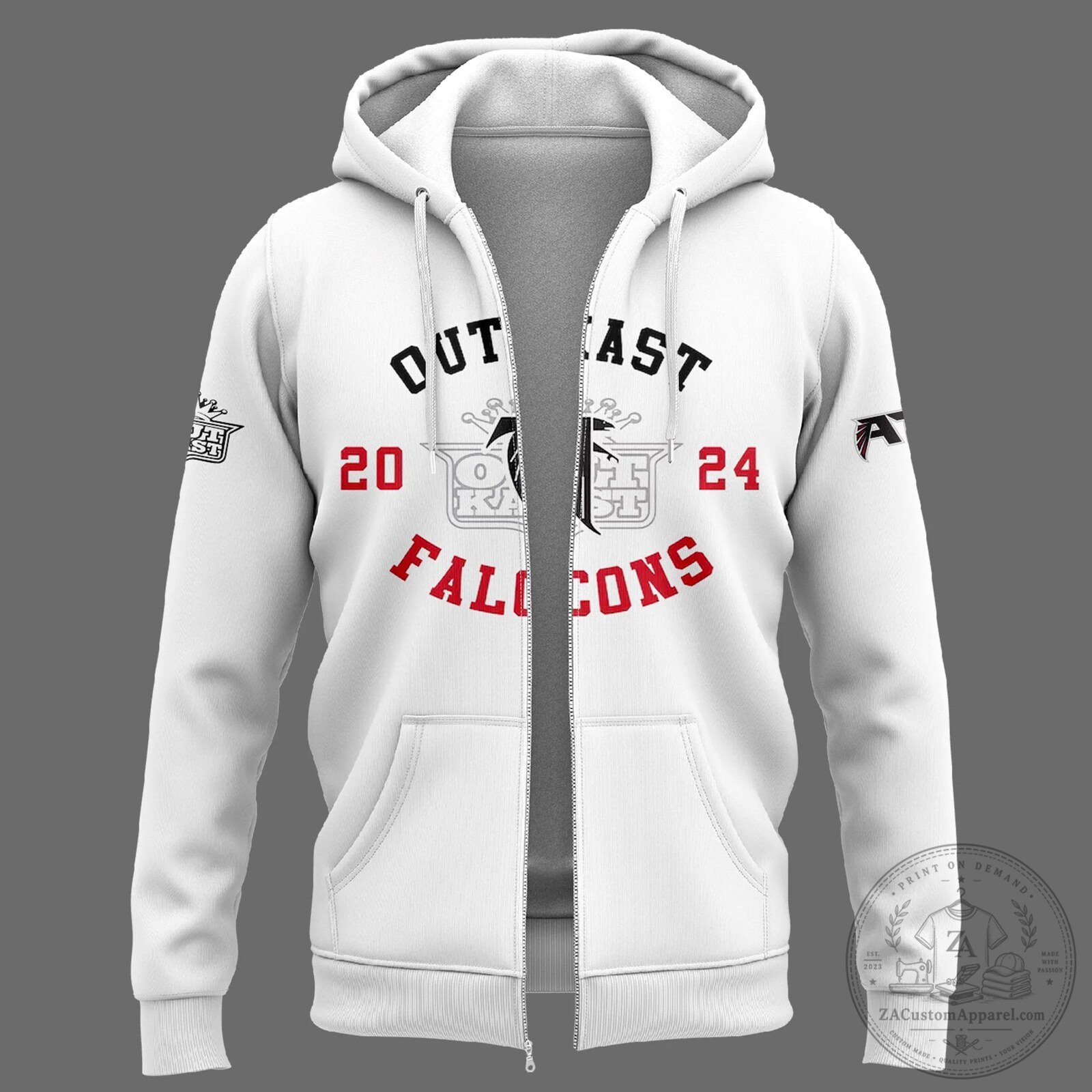 Outkast Atlanta Falcons Football Team White Full Zip Hoodie 6 Outkast Atlanta Falcons Football Team White Full Zip Hoodie