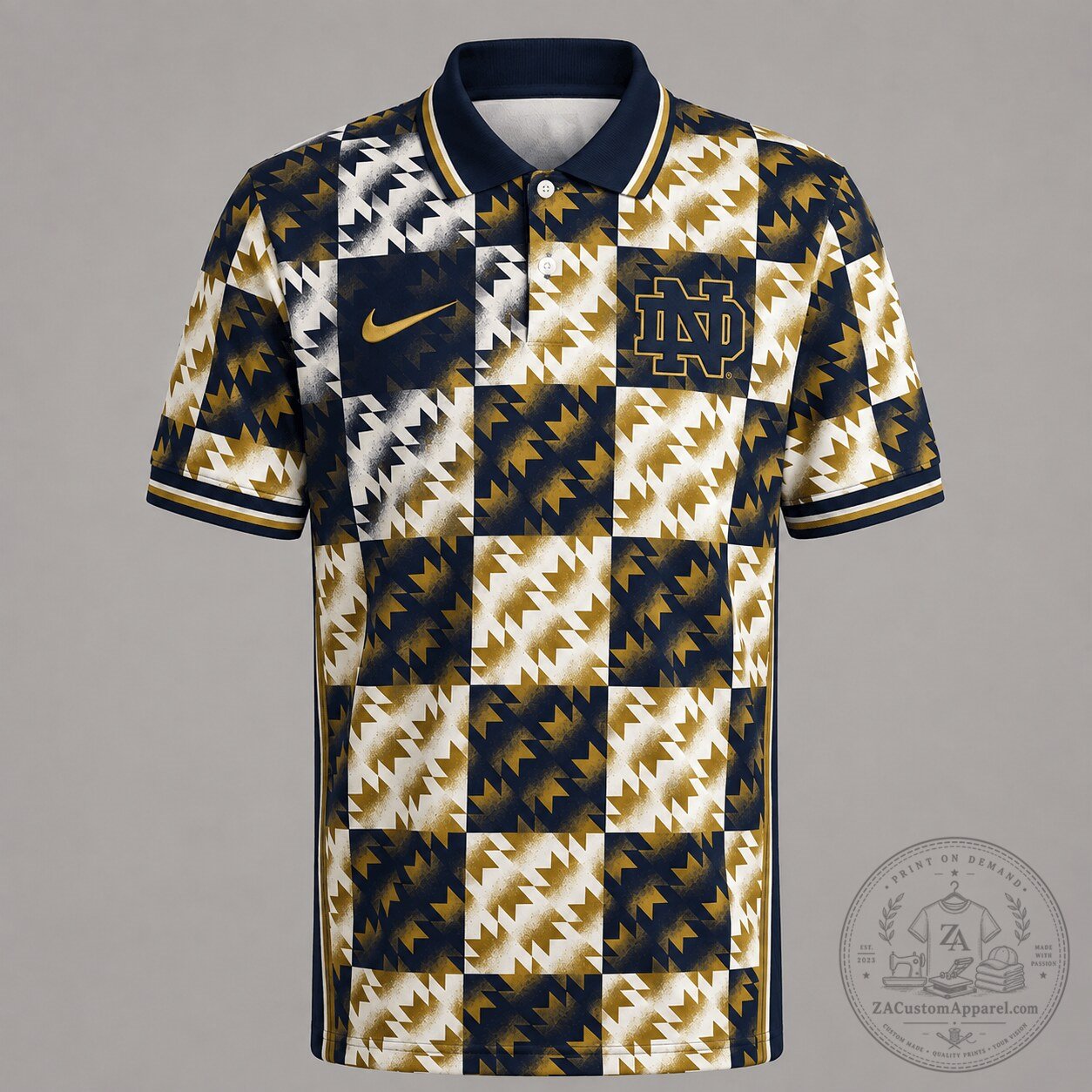 Notre Dame Fighting Irish Abstract Geometric Print Polo Shirt