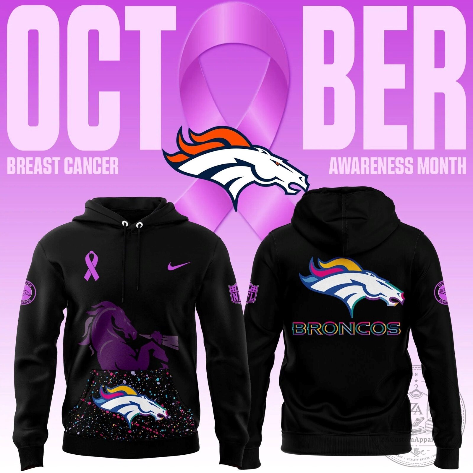 Denver Broncos Breast Cancer Awareness Month NFL Football Hoodie