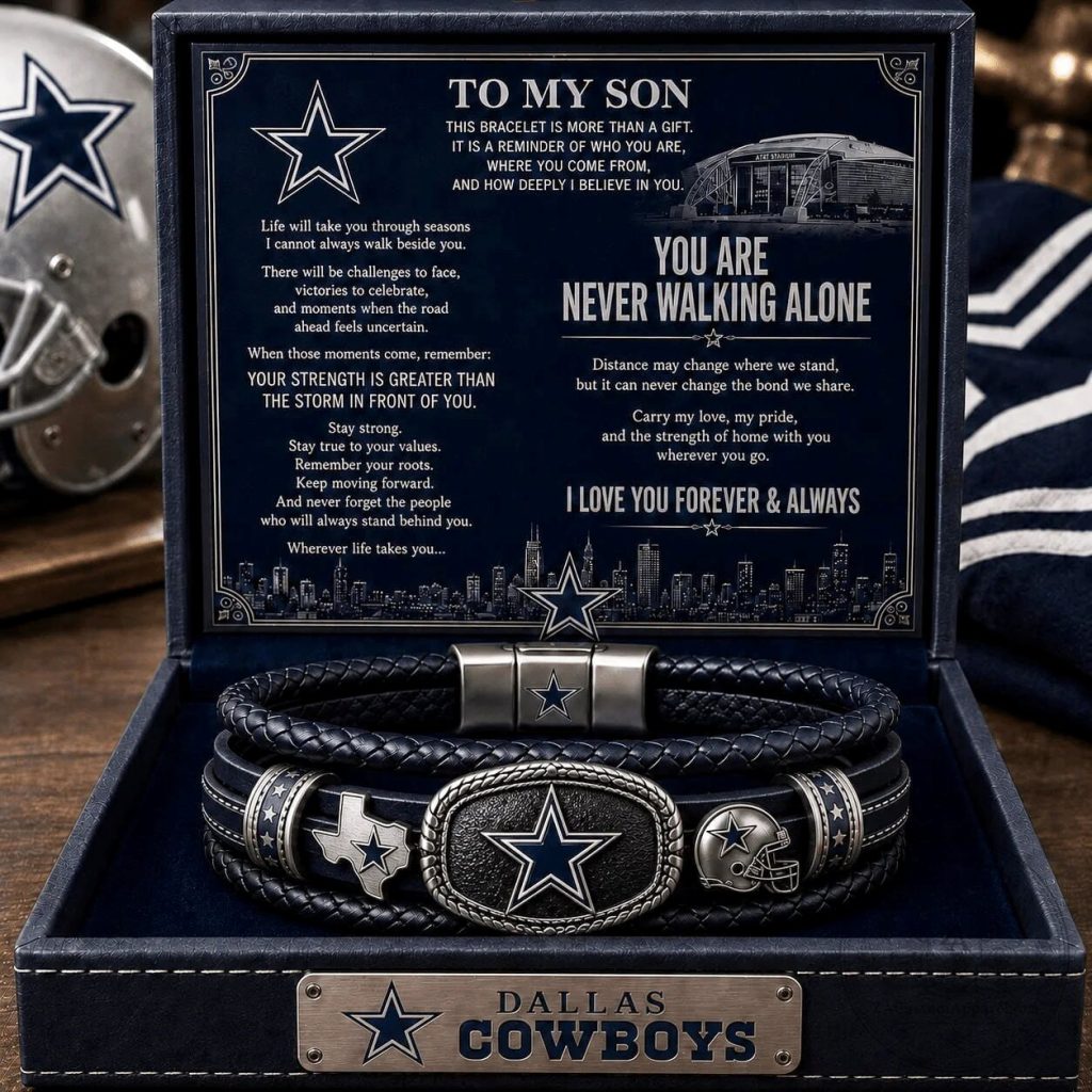 Dallas Cowboys To My Son Braided Leather Bracelet Set Dallas Cowboys To My Son Braided Leather Bracelet Set