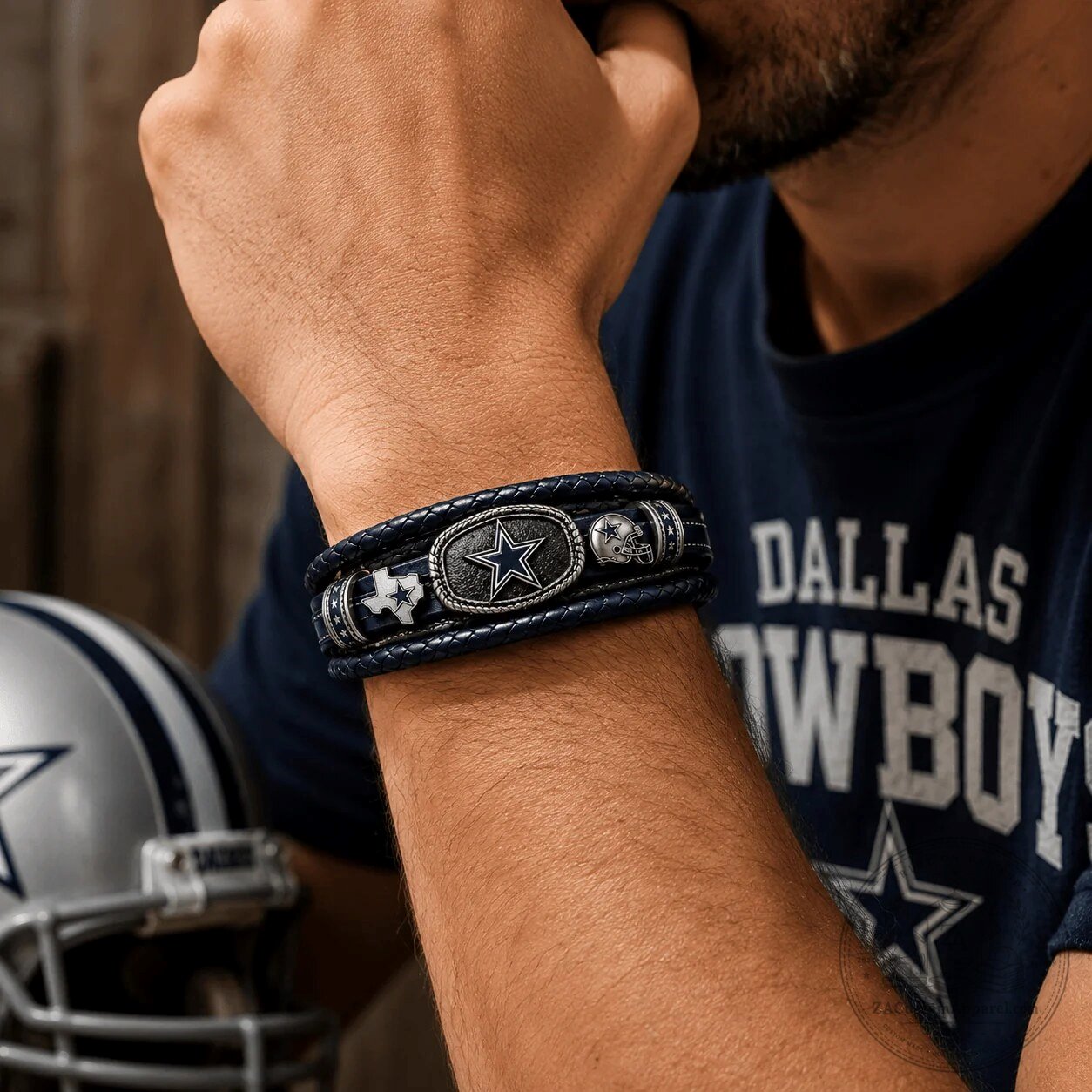 Dallas Cowboys To My Son Braided Leather Bracelet Set 4 Dallas Cowboys To My Son Braided Leather Bracelet Set