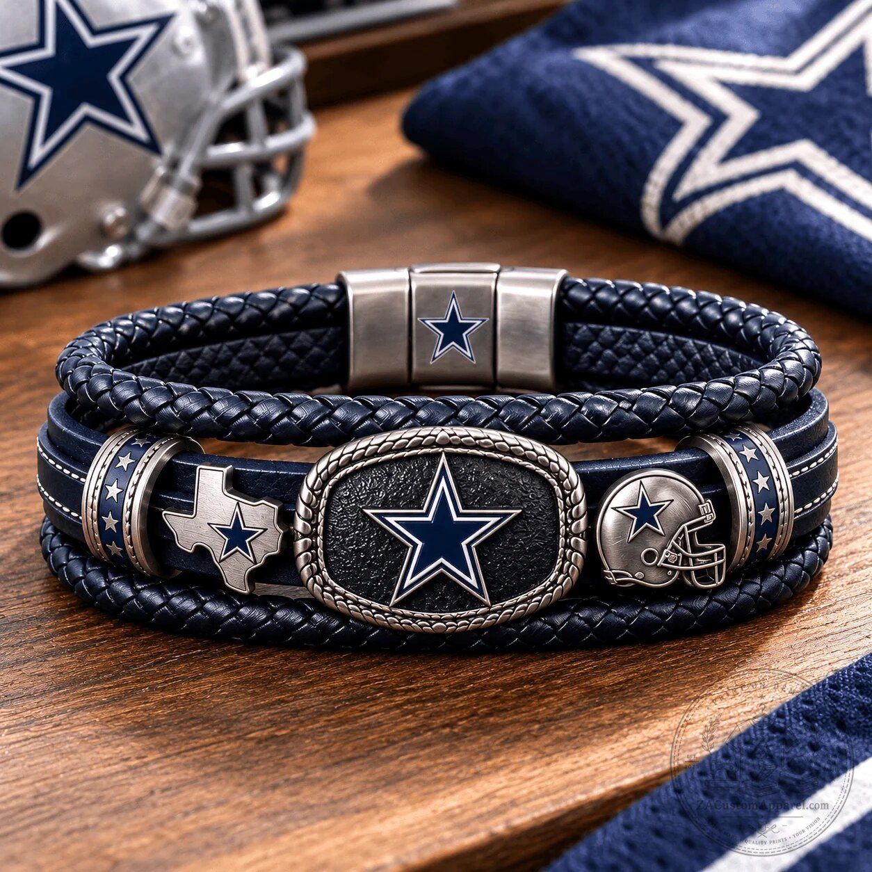 Dallas Cowboys To My Son Braided Leather Bracelet Set 5 Dallas Cowboys To My Son Braided Leather Bracelet Set