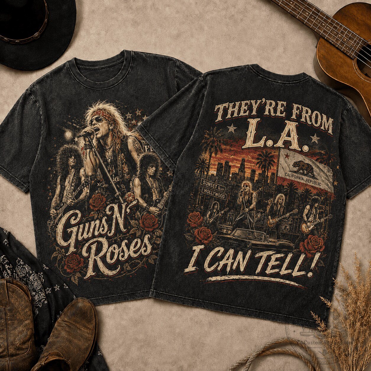 Guns N' Roses Sunset Boulevard Hollywood Rock Band Vintage T-Shirt