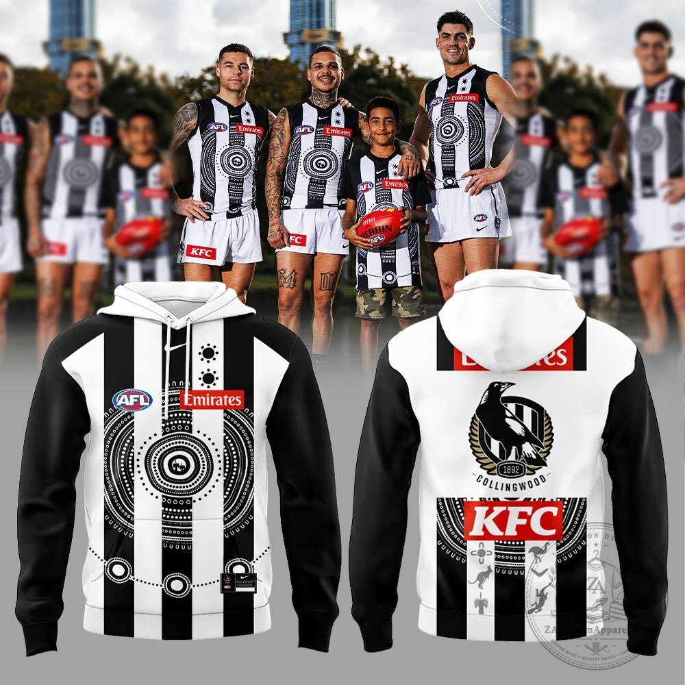 Collingwood Magpies AFL Sir Doug Nicholls Round 2026 Indigenous Design Hoodie