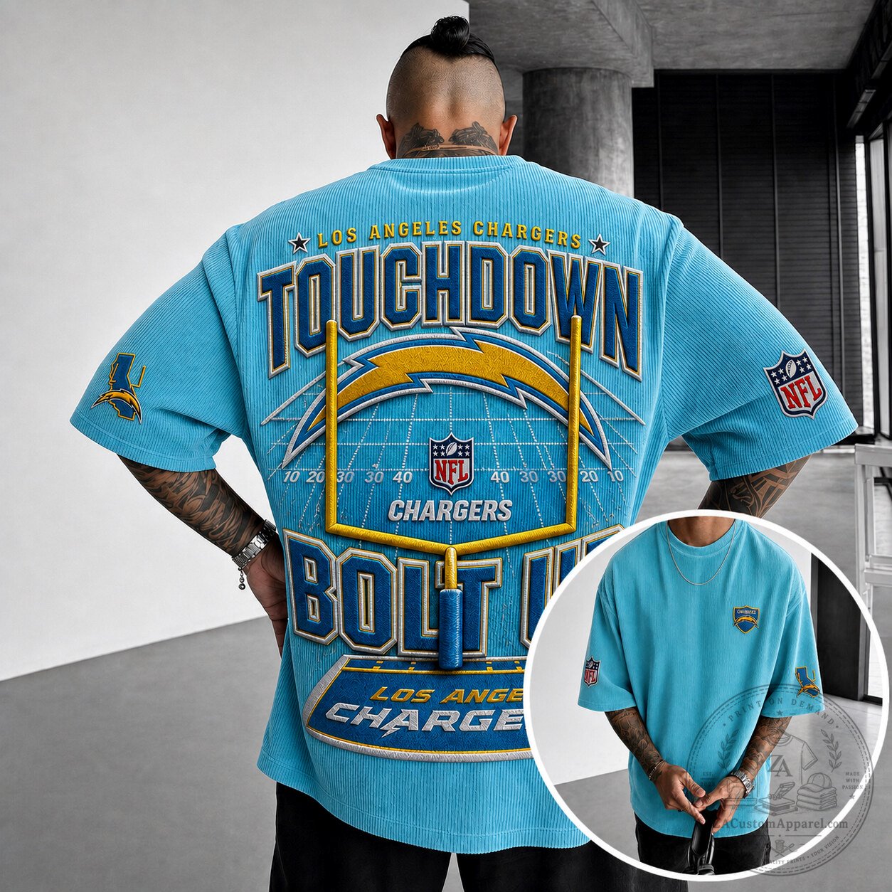 Los Angeles Chargers Touchdown Bolt Up NFL Football Fan T-Shirt