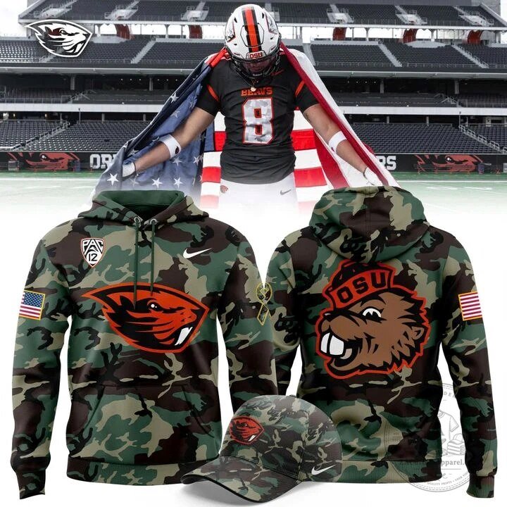 Oregon State Beavers Football Military Appreciation Camouflage Hoodie