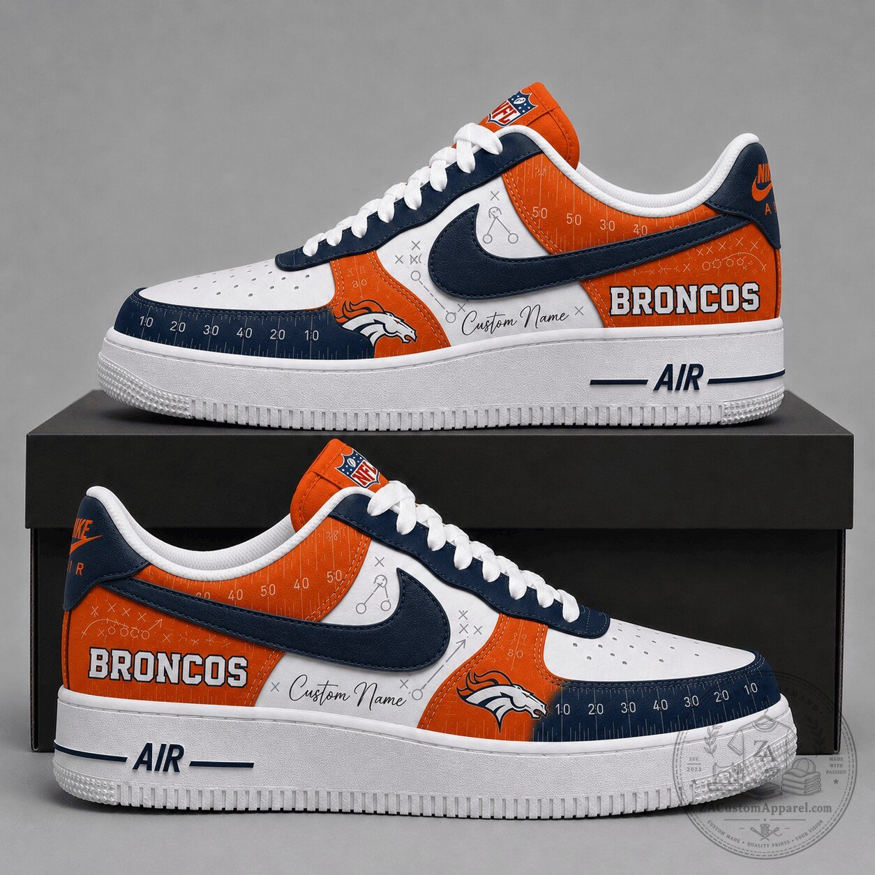 Denver Broncos National Football League Custom Name Air Force One Shoes
