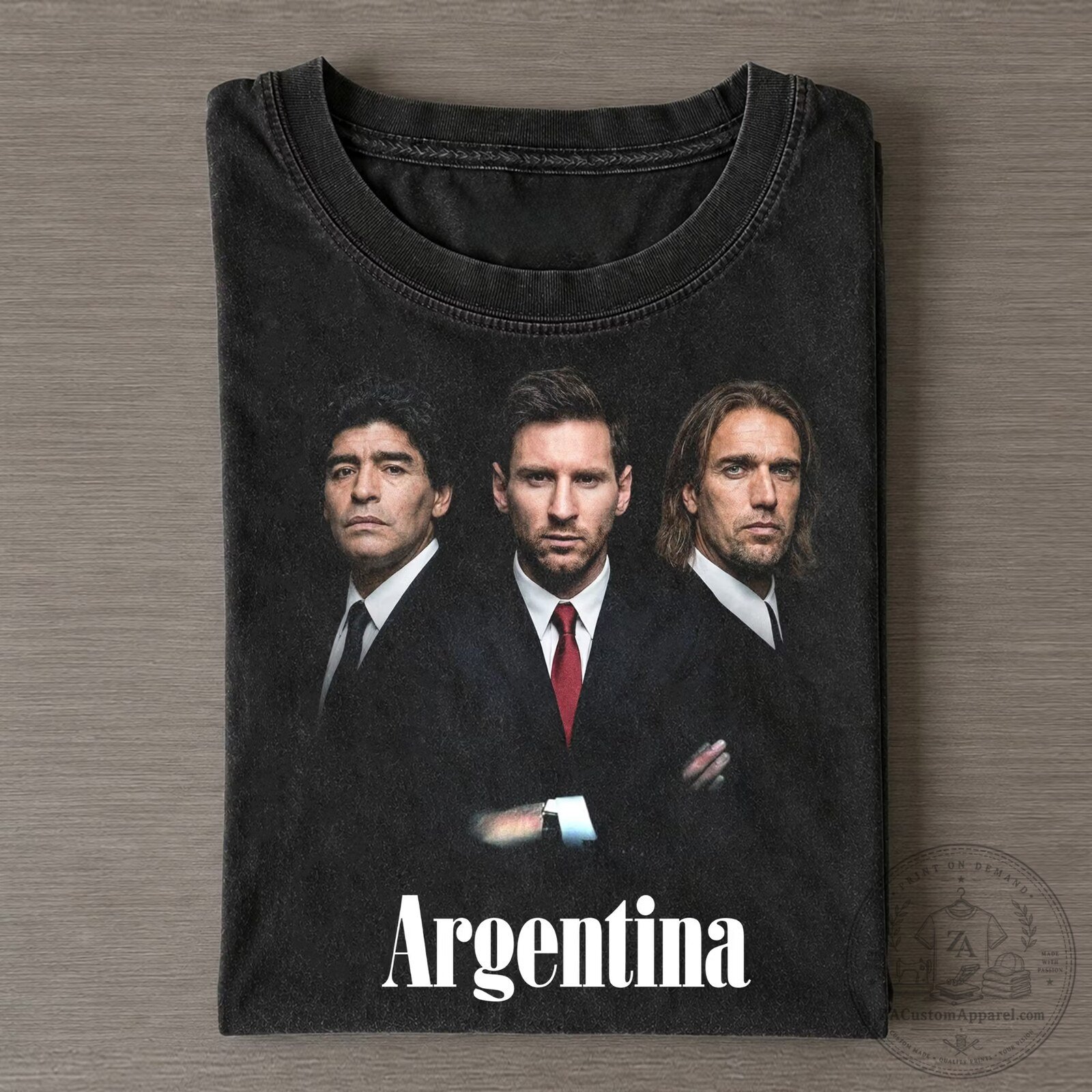 Argentina's Big Three Football Legends Diego Maradona Lionel Messi T-Shirt 1 argentina s big three football legends diego maradona lionel messi t shirt featured