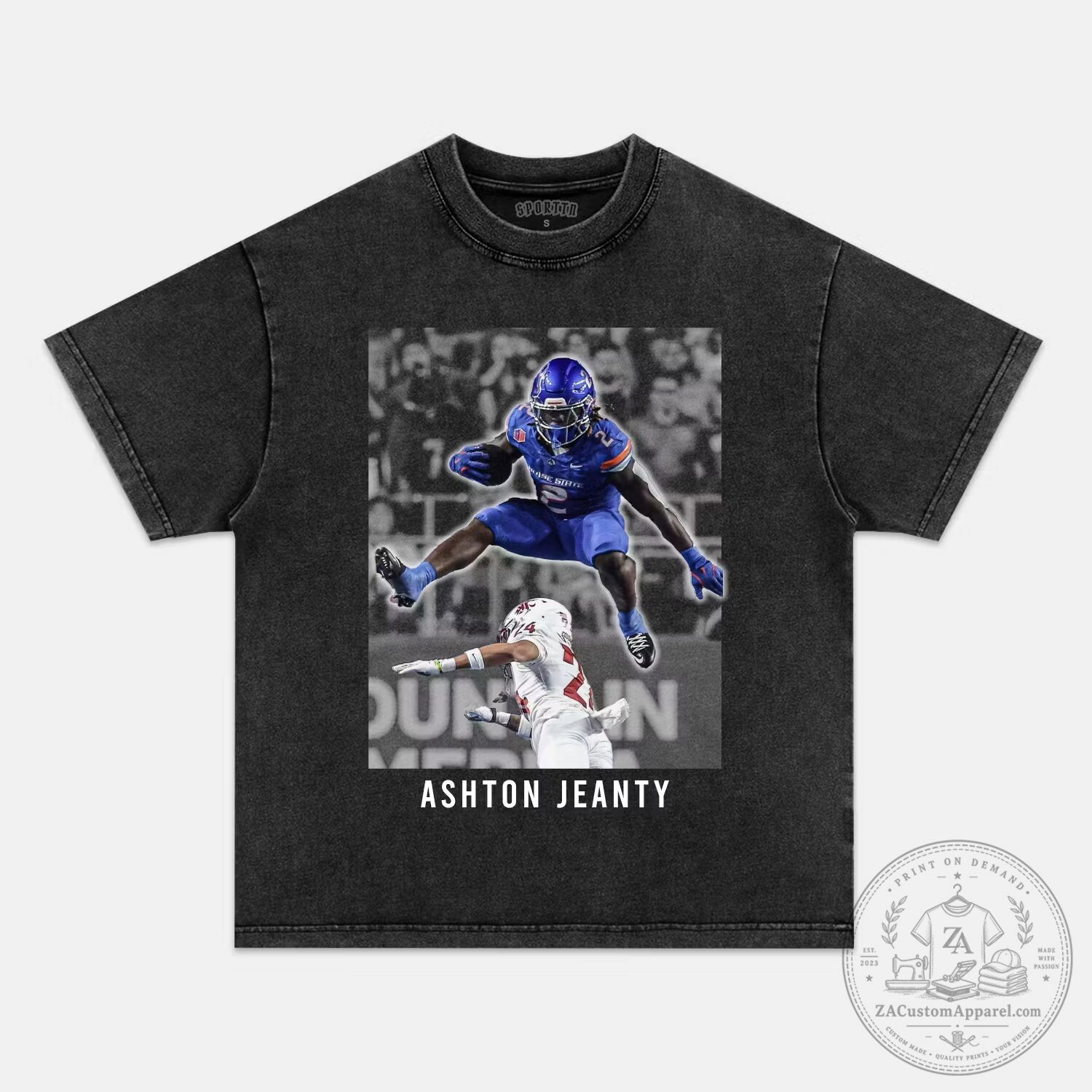 Ashton Jeanty Boise State Broncos Football Player Black and White T-Shirt