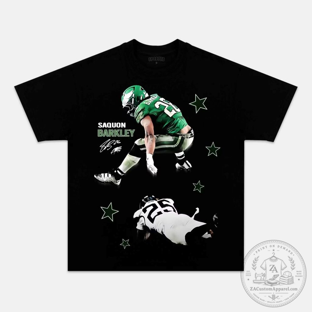 Saquon Barkley Philadelphia Eagles Football Player Black Graphic T-Shirt Saquon Barkley Philadelphia Eagles Football Player Black Graphic T-Shirt