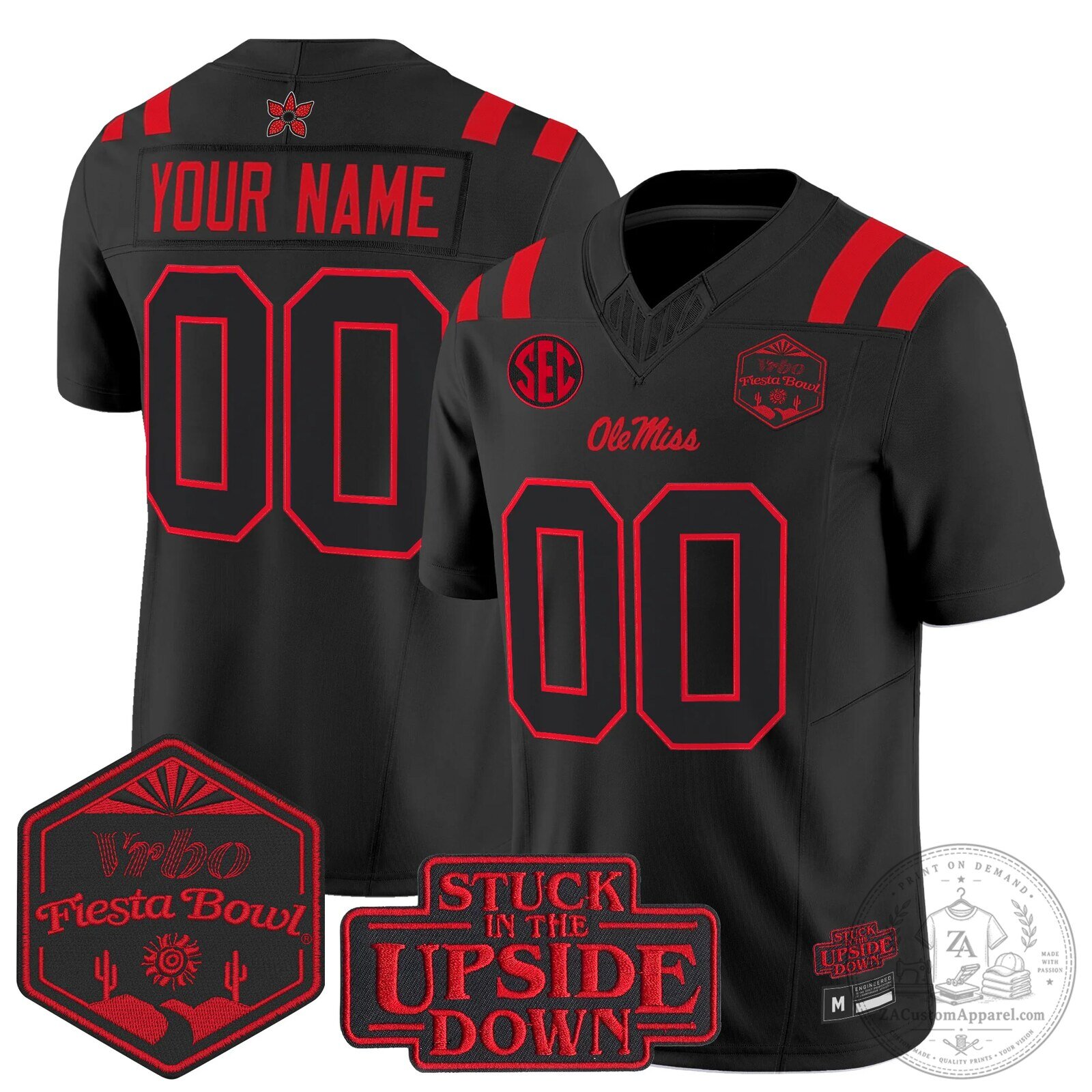 Ole Miss Rebels Stranger Things Edition Fiesta Bowl Custom Football Jersey