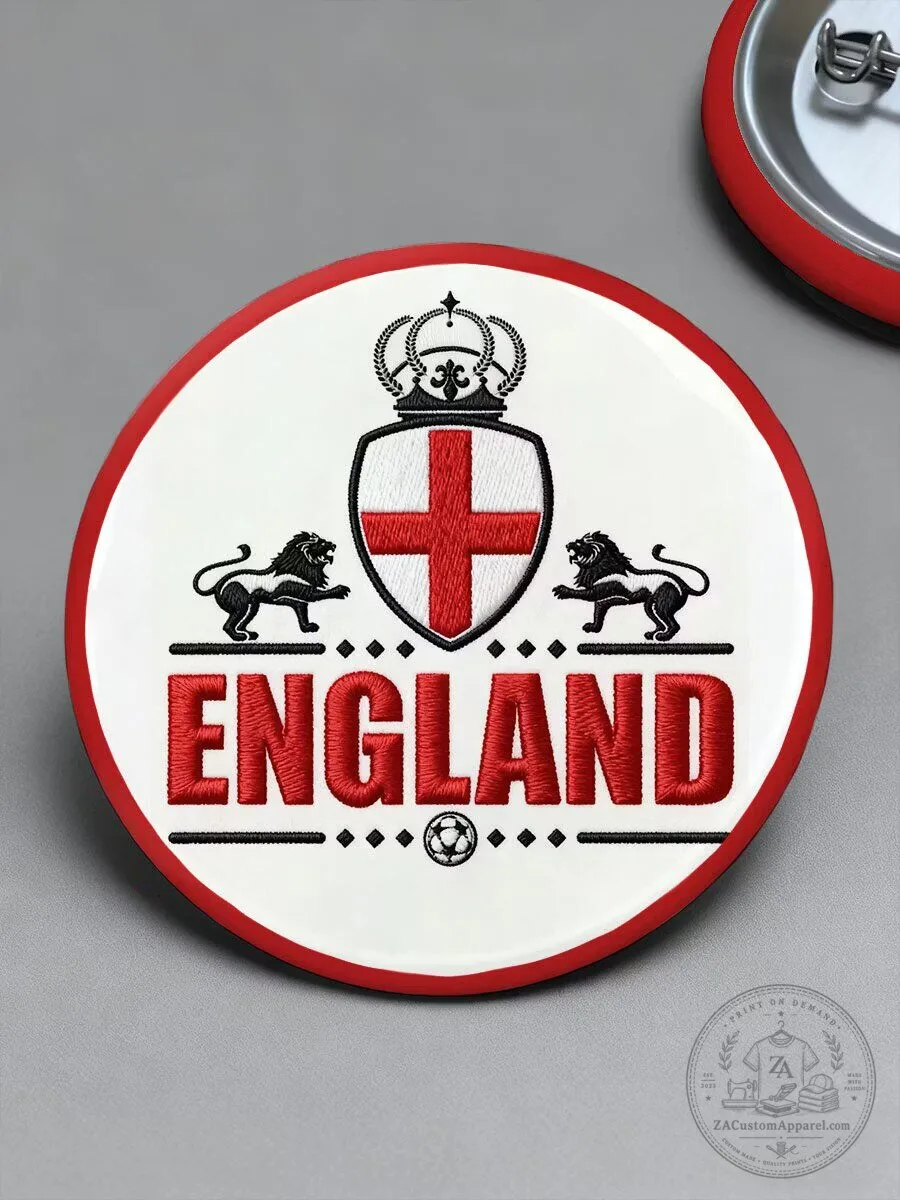 England Football Team Three Lions Crest Embroidered Pin Button