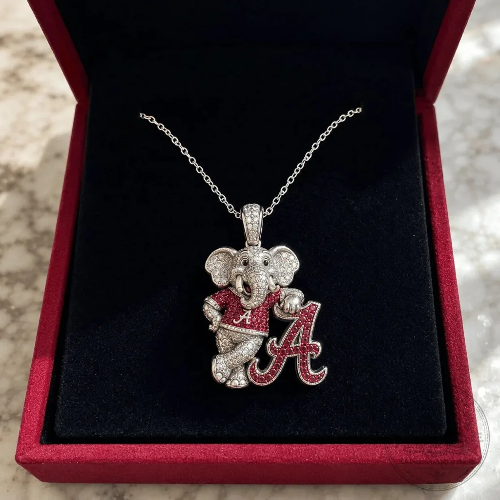 Alabama Crimson Tide Elephant Mascot Diamond Pendant Necklace Alabama Crimson Tide Elephant Mascot Diamond Pendant Necklace