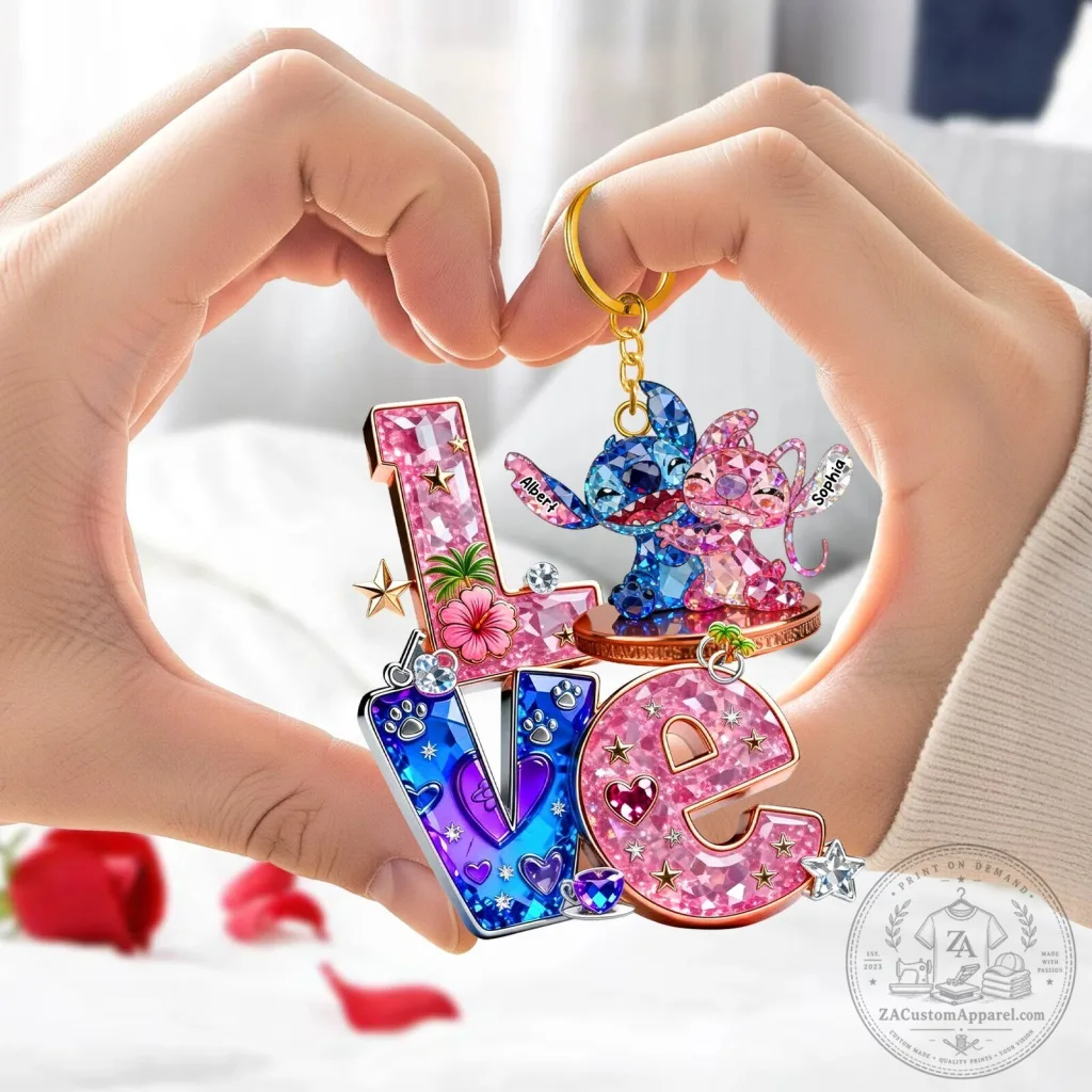 Lilo and Stitch Love Keychain Personalized Couple Gift Lilo and Stitch Love Keychain Personalized Couple Gift