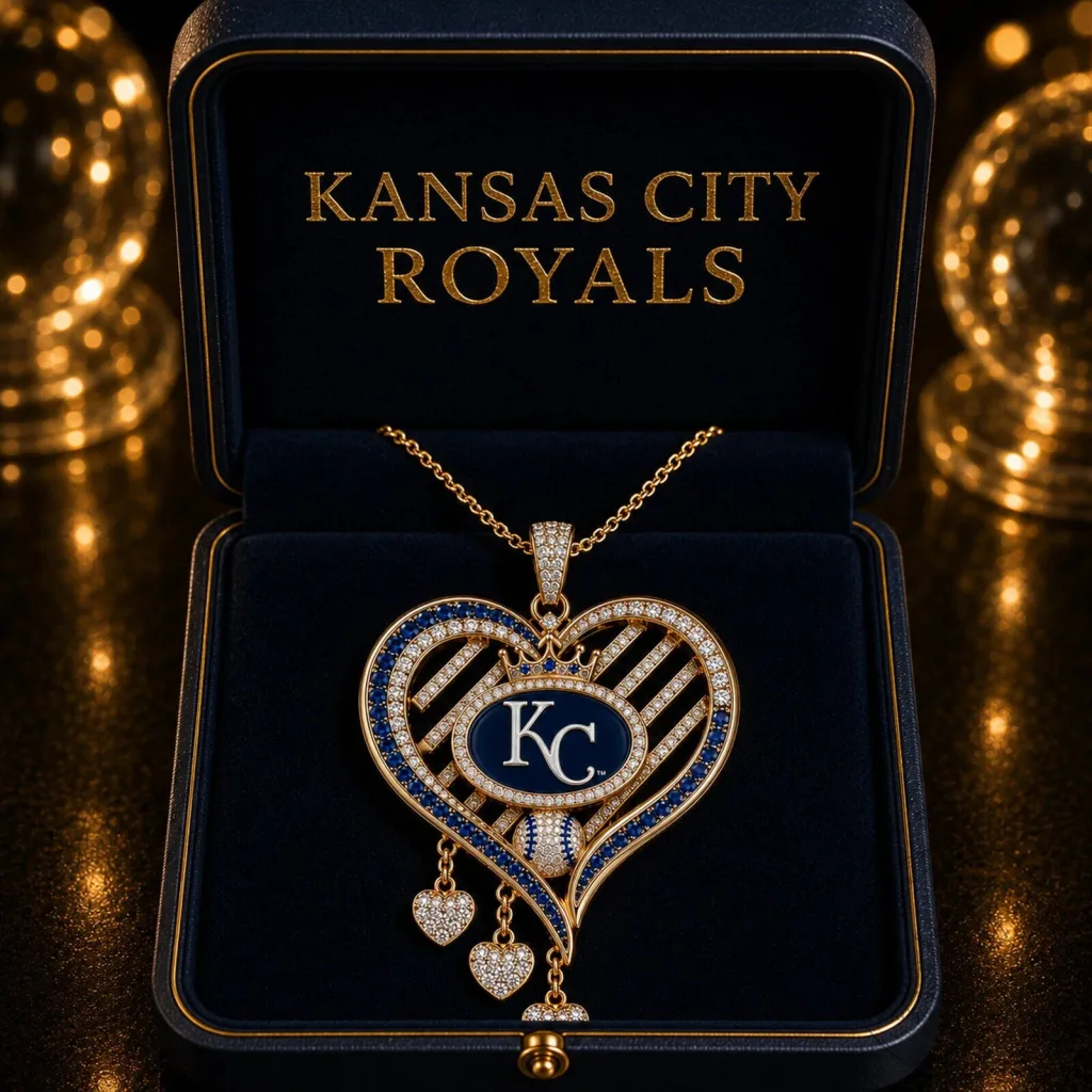 Kansas City Royals Heart Shaped Pendant Necklace with Diamond Accents Kansas City Royals Heart Shaped Pendant Necklace with Diamond Accents