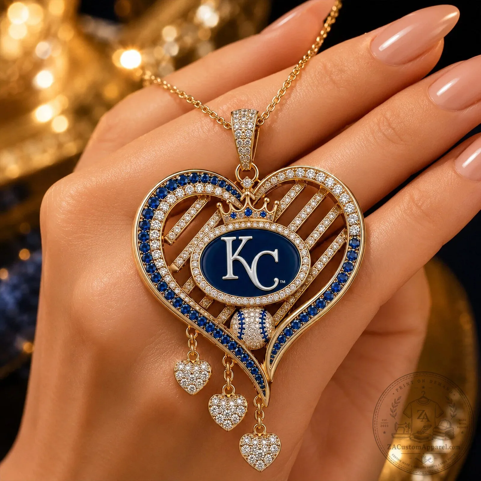 Kansas City Royals Heart Shaped Pendant Necklace with Diamond Accents 4 Kansas City Royals Heart Shaped Pendant Necklace with Diamond Accents