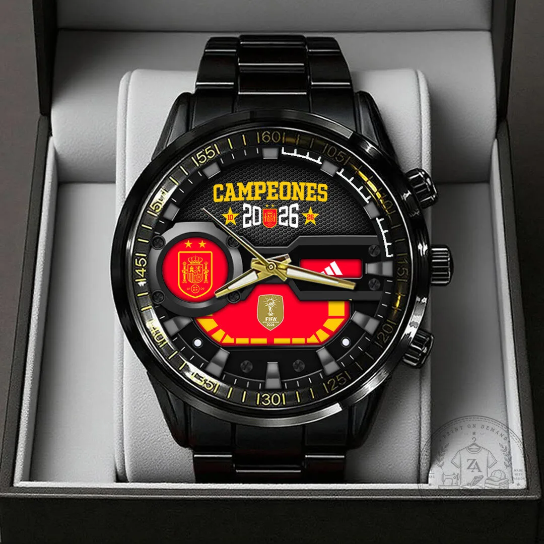 Spain National Team 2026 FIFA World Cup Champions Black Stainless Steel Watch 1 Spain National Team 2026 FIFA World Cup Champions Black Stainless Steel Watch