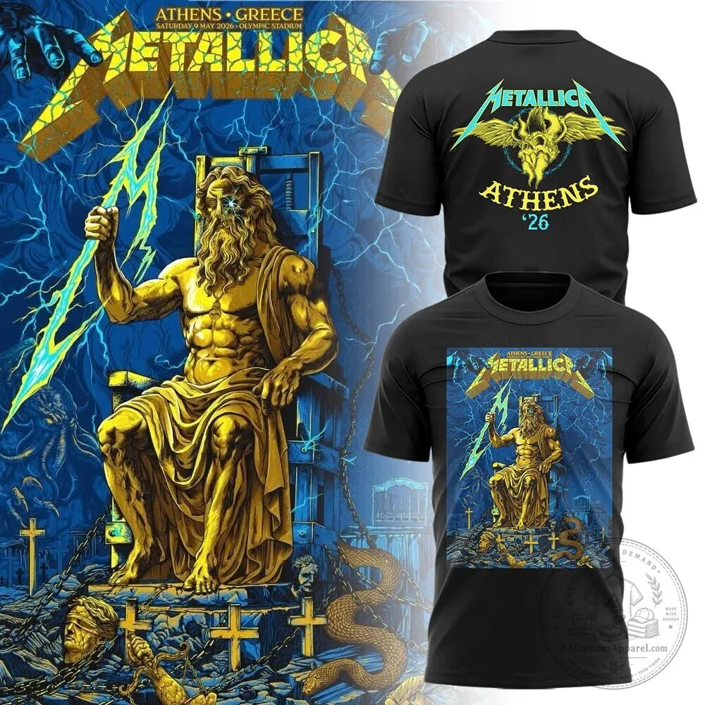 Metallica Athens Greece 2026 Concert Tour Zeus Graphic T-Shirt 1 Metallica Athens Greece 2026 Concert Tour Zeus Graphic T-Shirt