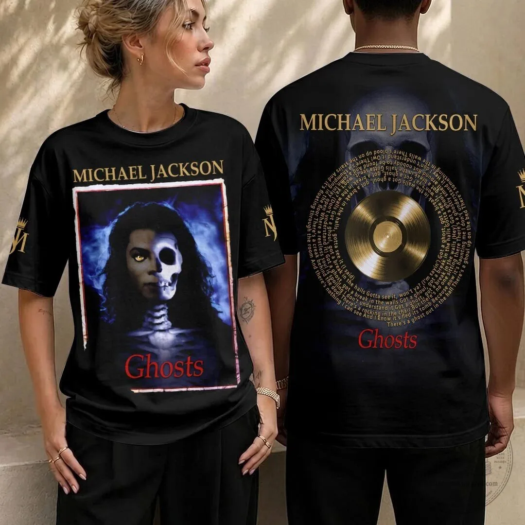 Michael Jackson Ghosts Album Cover Art Black Adult T-Shirt 1 Michael Jackson Ghosts Album Cover Art Black Adult T-Shirt