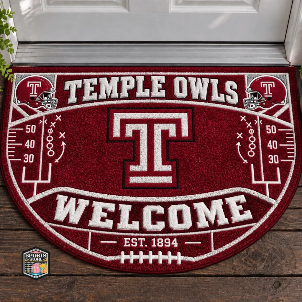 Temple Owls Primary Logo Football Welcome Doormat Temple Owls Primary Logo Football Welcome Doormat