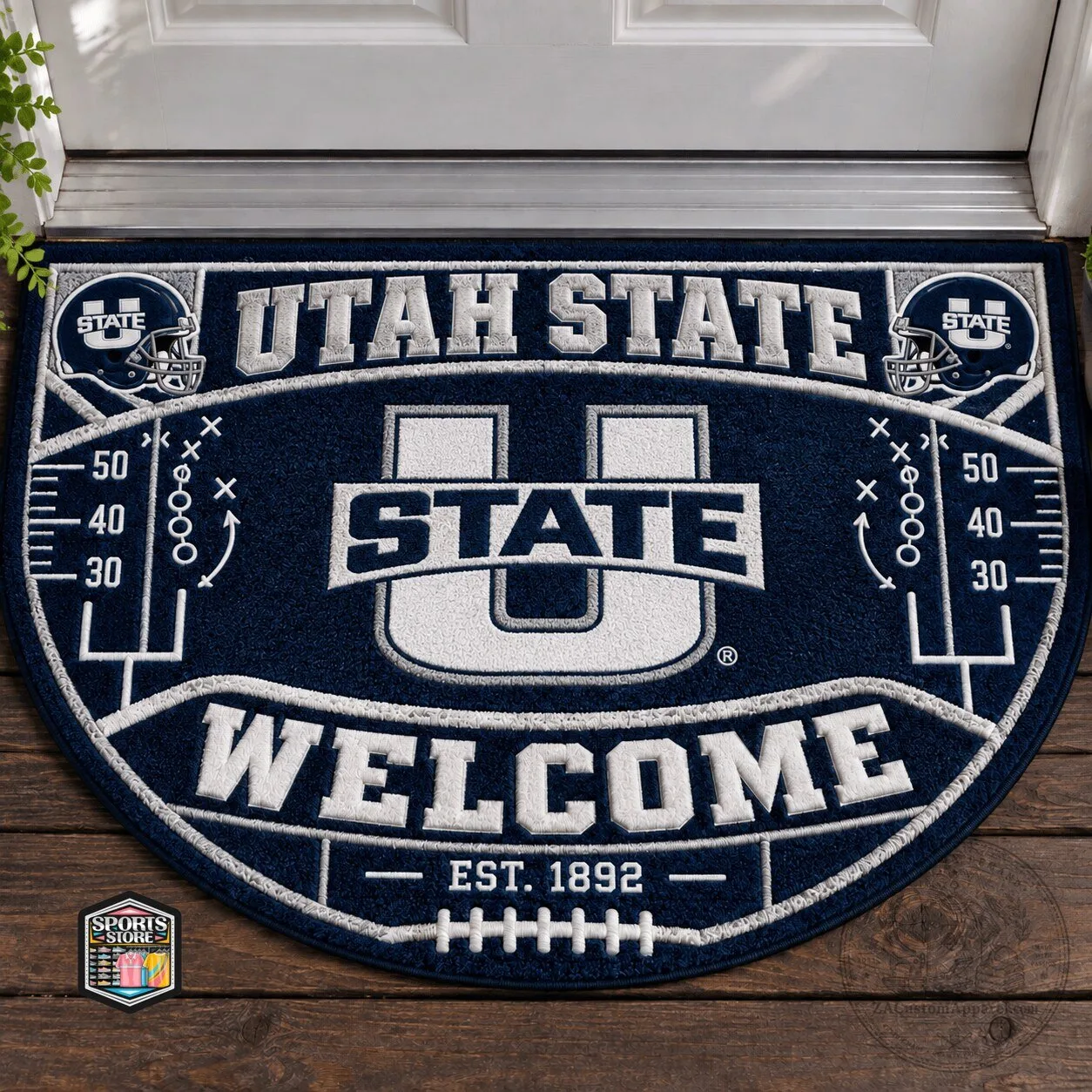 Utah State Aggies Football Field Welcome Home Doormat 1 Utah State Aggies Football Field Welcome Home Doormat