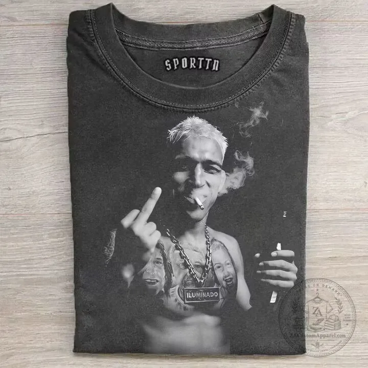 Charles Oliveira Middle Finger Smoking Cigarette Vintage Washed T-Shirt 1 Charles Oliveira Middle Finger Smoking Cigarette Vintage Washed T-Shirt