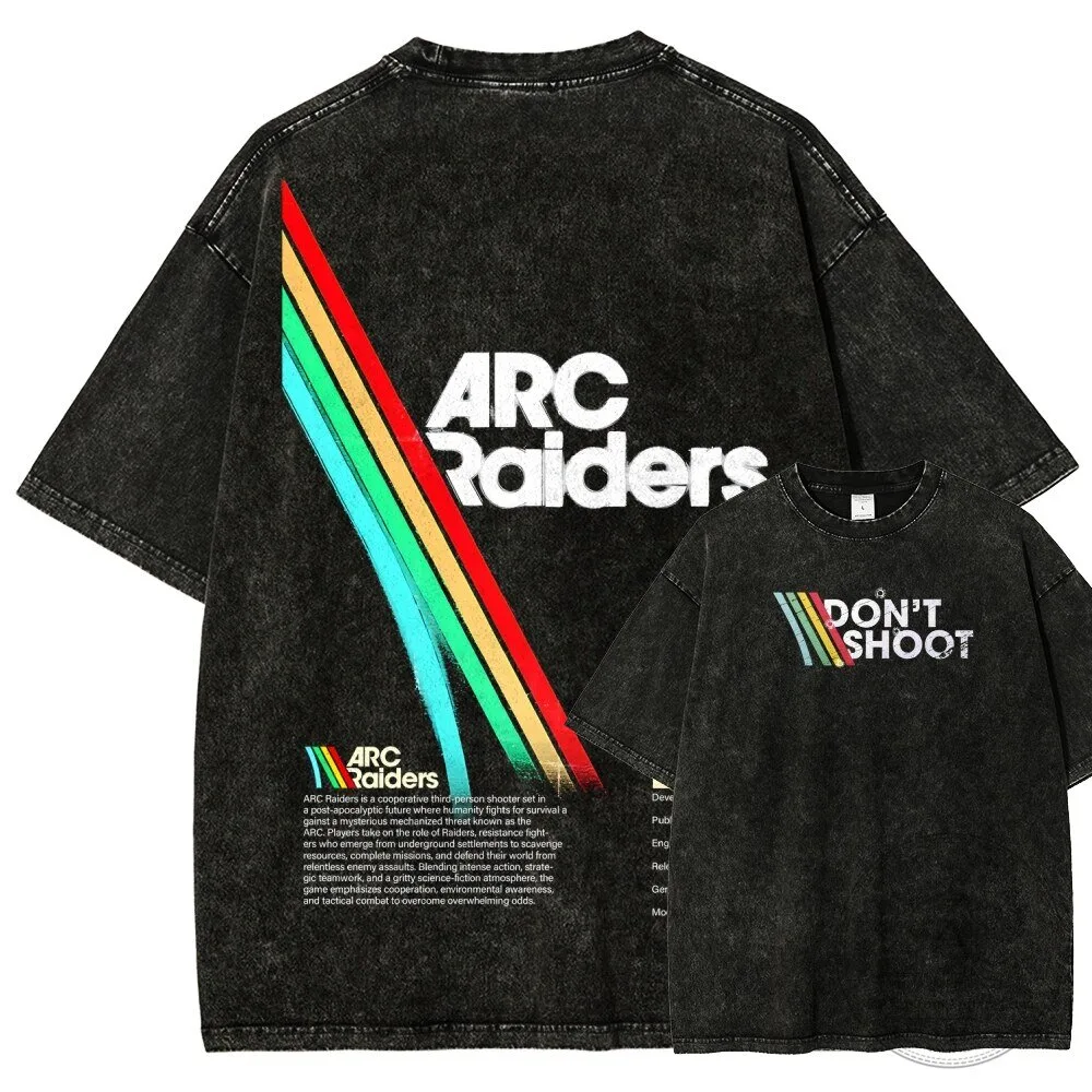 ARC Raiders Don't Shoot Washed Black Gaming T-Shirt 1 arc raiders don t shoot washed black gaming t shirt featured