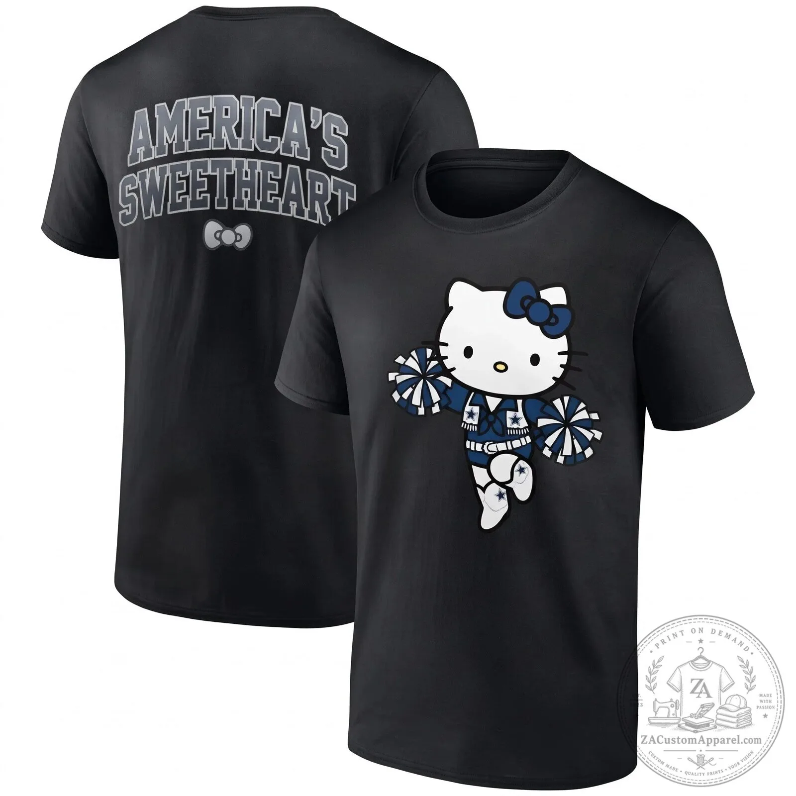 Dallas Cowboys Hello Kitty America's Sweetheart Cheerleader Black T-Shirt