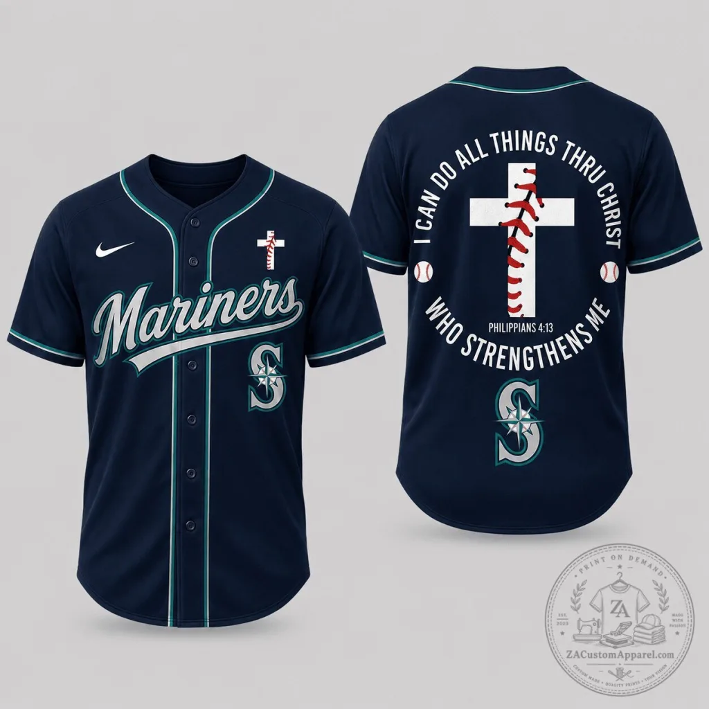 Seattle Mariners Baseball Faith Jersey Philippians 413 Scripture Seattle Mariners Baseball Faith Jersey Philippians 4:13 Scripture