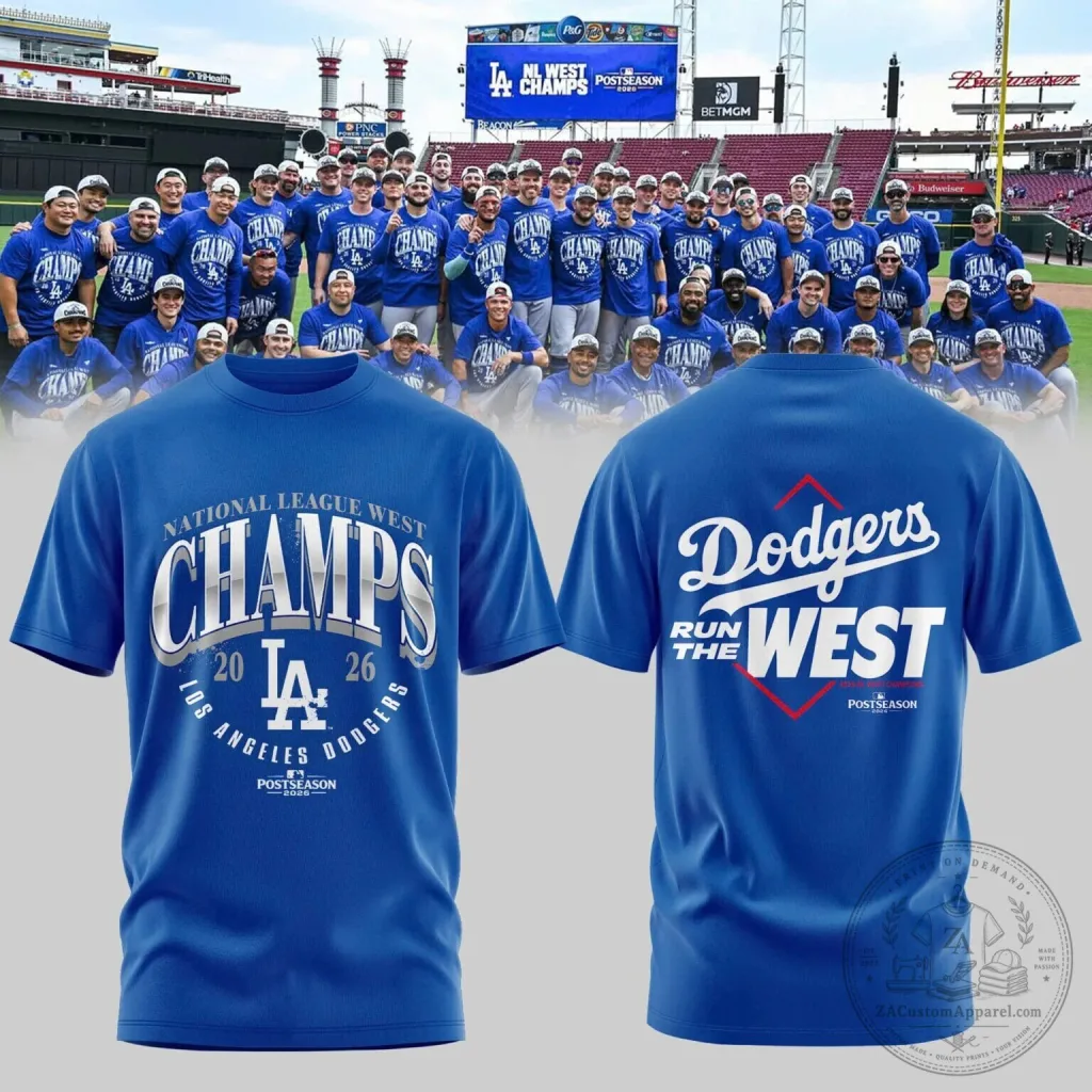 Los Angeles Dodgers National League West Champs 2026 Postseason T-Shirt Los Angeles Dodgers National League West Champs 2026 Postseason T-Shirt