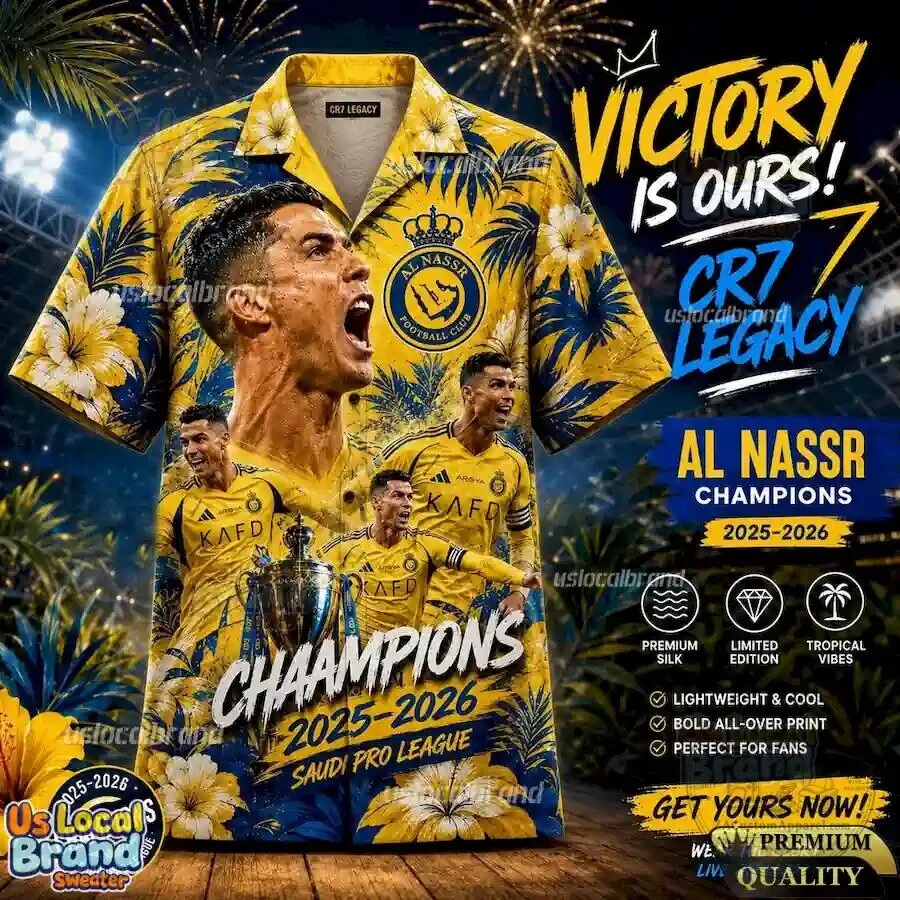Cristiano Ronaldo Al Nassr Champions 2025-2026 Edition Hawaiian Shirt 3 Cristiano Ronaldo Al Nassr Champions 2025-2026 Edition Hawaiian Shirt