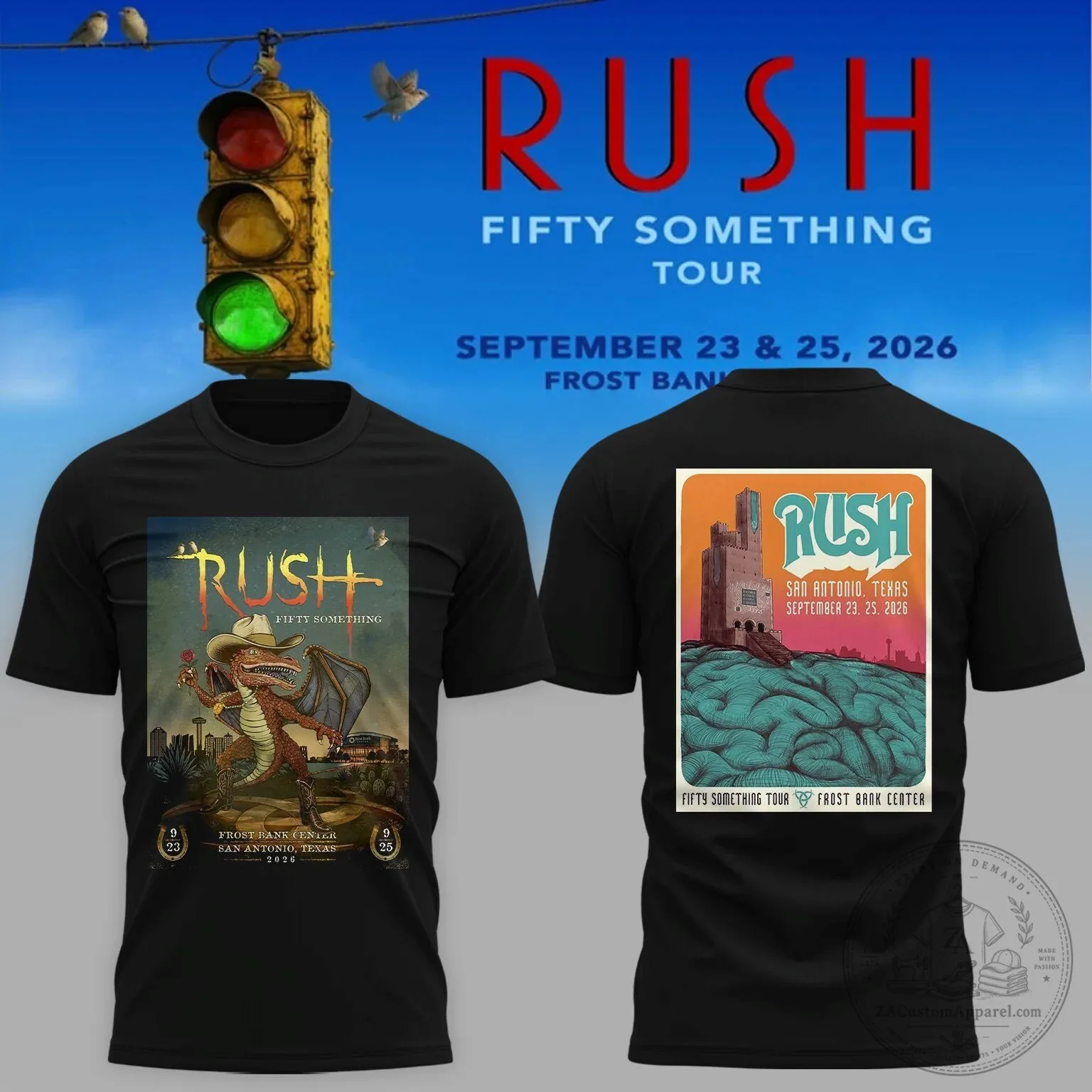 2026 San Antonio Texas Concert T-Shirt for Rush Fifty Something Tour